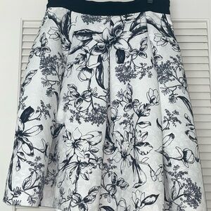 White House Black Market A-Line Skirt with Black Floral Design
